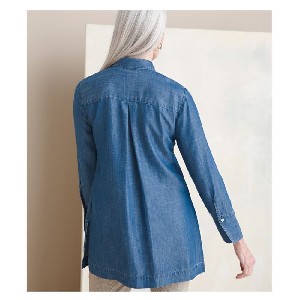 Chico's Ruffle Denim Tunic - Picture 4 of 11